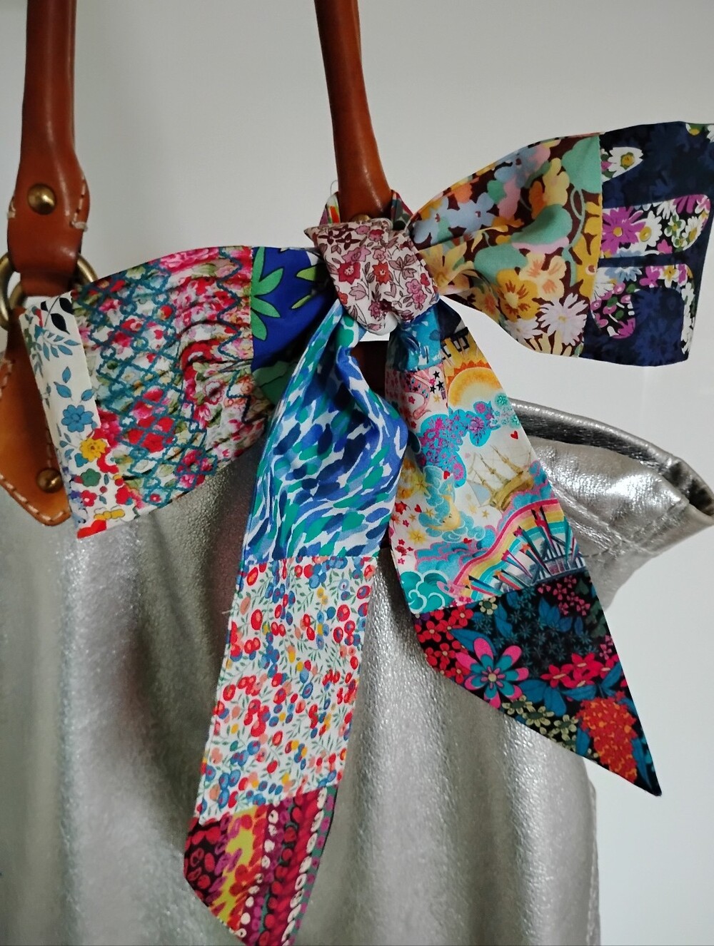 Liberty Art Fabric Tana Lawn Patchwork Skinny Scarf Bespoke Cottagecore OOAK